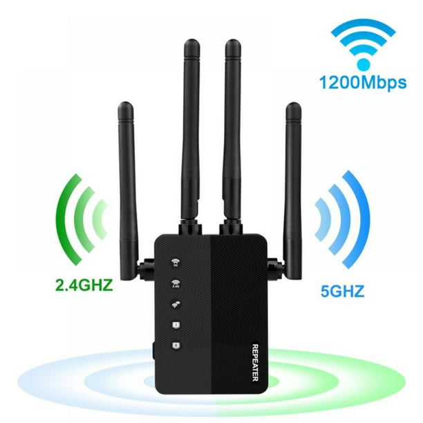 Upgraded WiFi Signal Repeaters Wireless 2.4GHz 5GHz 1200Mbps WiFi Range Extender Network Booster Signal Amplifier with High Gain Antenna / 2 Ethernet Ports WiFi Extender 